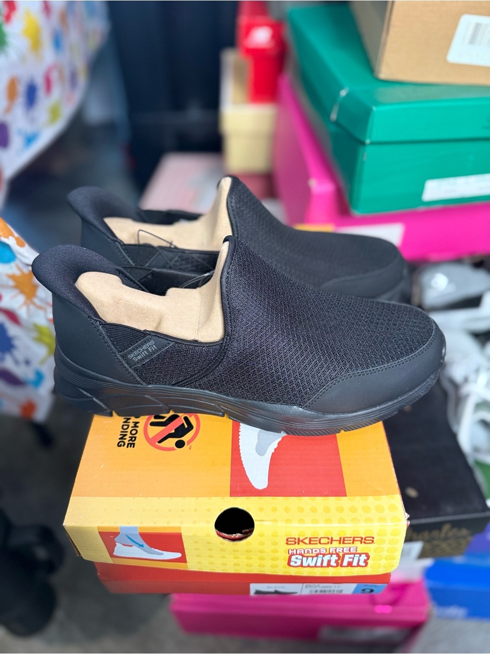 New Men’s Size 12 Skechers Slip-On Mesh Sneakers in Black and Tan